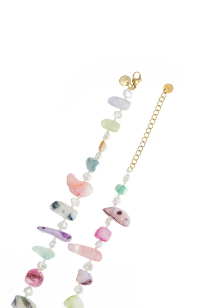 Leslii Lange Kette Perlmutt-Splitter Perlen Bunt Osterangebot