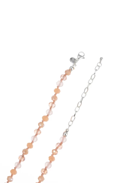 Leslii Lange Kette Herz Glasperlen Edelstahl Silber Beige Muttertagsangebot