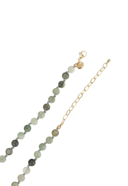 Leslii Kurze Kette Blatt Stein-Kugeln Grün Gold Lagerräumung