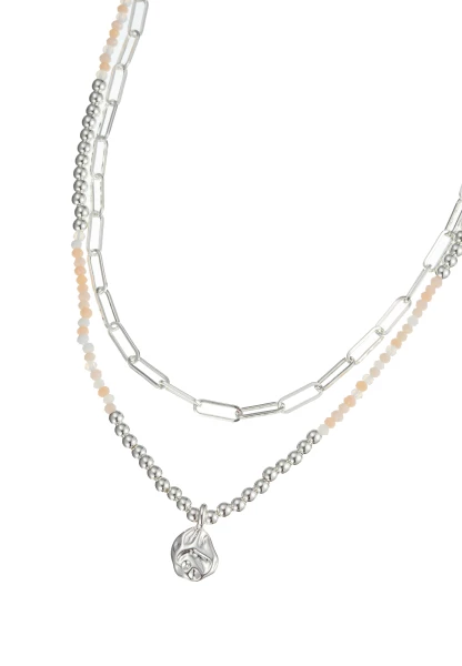 Leslii Kurze Kette Layering Glasperlen Beige Heißer Verkauf