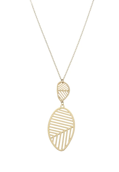 Leslii Lange Kette Blatt Edelstahl Gold Kauf eins, bekomm eins gratis