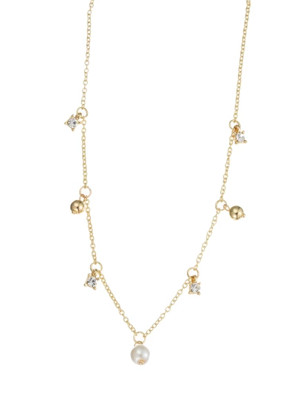 Leslii Kurze Kette Perle Kristall Gold VIP-Rabatte