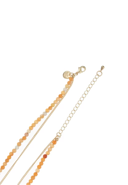 Leslii Kurze Halskette Stein Kugeln Layering Gold Orange Begrenzte Freigabe