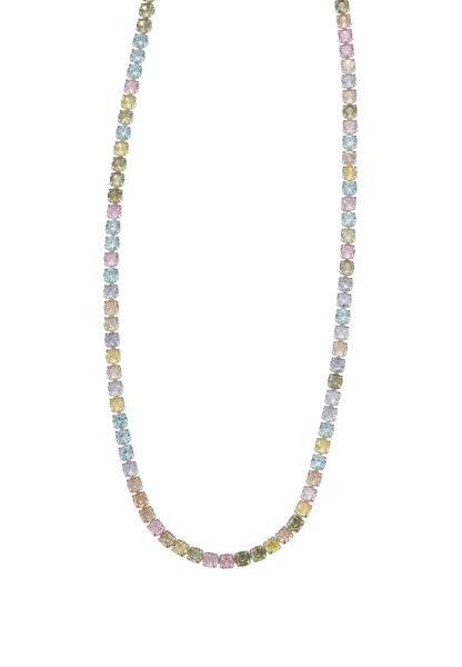 Leslii kurze Halskette Stainless Kristall versilbert Rainbow Discount Store für neue Produkte