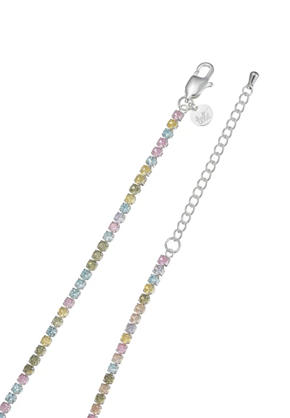 Leslii kurze Halskette Stainless Kristall versilbert Rainbow Discount Store für neue Produkte