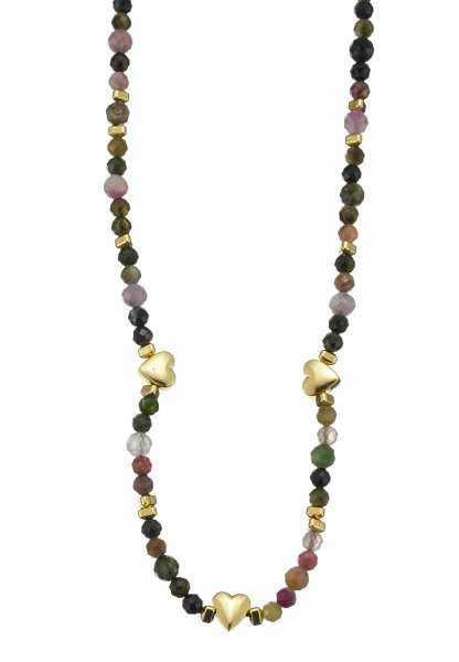 Leslii Kurze Halskette Kristall Herz-Kette 14k Gold Multi zollfrei