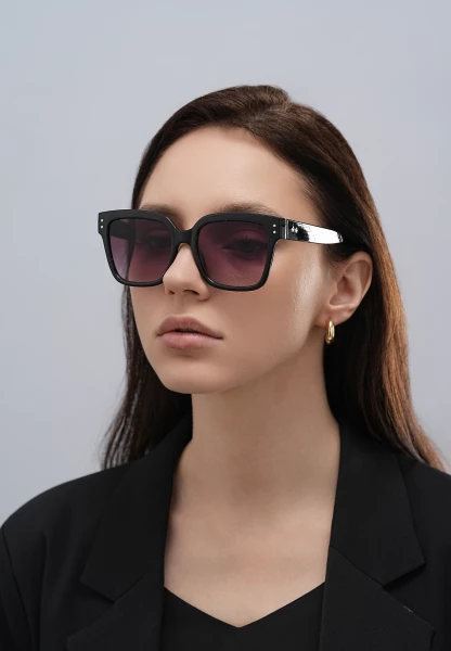 Leslii Sonnenbrille Big Retro Damen Sunglasses Designerbrille in Schwarz Auslauf