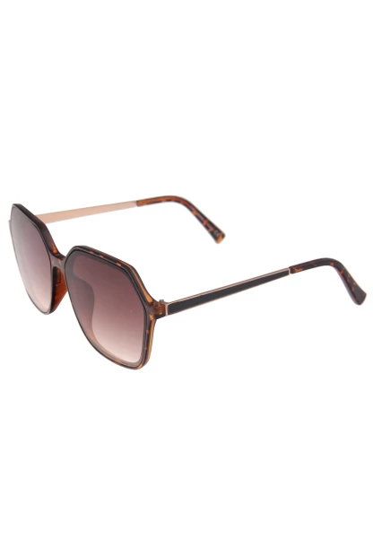 Leslii Sonnenbrille Damen Kanten-Look Horn-Optik braune Designerbrille Sunglasses Kunststoff Braun Fabrikverkauf