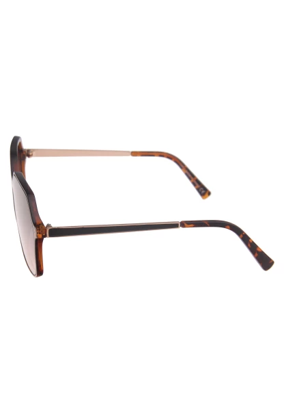 Leslii Sonnenbrille Damen Kanten-Look Horn-Optik braune Designerbrille Sunglasses Kunststoff Braun Fabrikverkauf