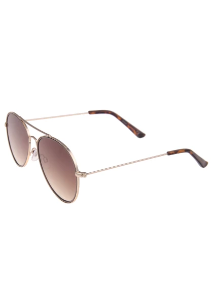 Leslii Sonnenbrille Damen Piloten-Brille Doppelsteg Designerbrille Sunglasses Metall Gold Braun Saisonschlussverkauf