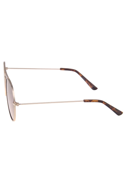 Leslii Sonnenbrille Damen Piloten-Brille Doppelsteg Designerbrille Sunglasses Metall Gold Braun Saisonschlussverkauf