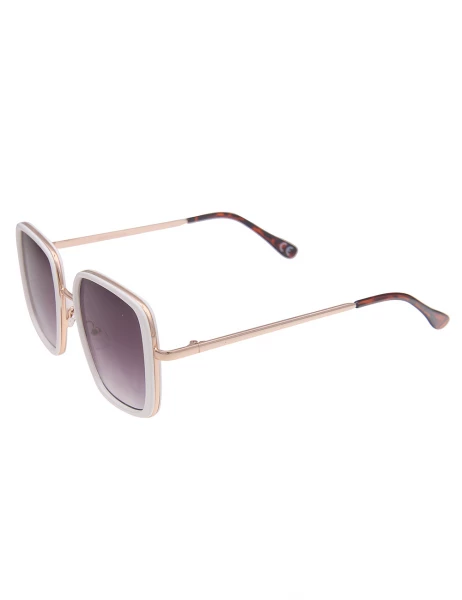 Leslii Sonnenbrille Square Look Eckig Damen Sunglasses Designerbrille in Weiß Gold Neueste Mode