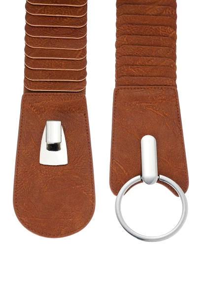 Leslii breiter Stretch-Gürtel Ringschließe | Cognac Neuheiten
