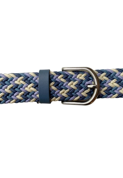 -50% SALE! Leslii Flechtgürtel Stretch mit Leder Applikation in Blau Creme Letzter Tag