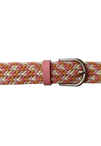 -50% SALE! Leslii Flechtgürtel Stretch mit Leder Applikation in Rosa Pink Creme Orange Bis zu 50% Rabatt