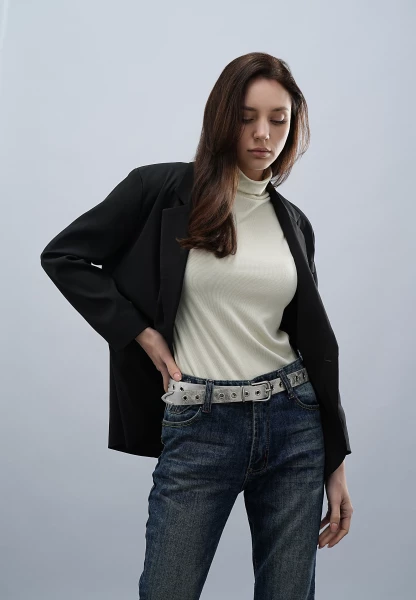 Leslii Gürtel mit Nieten Damen Ösen Kunst-Leder 2,8cm Breite in Silber Metallic Bis zu 60% Rabatt