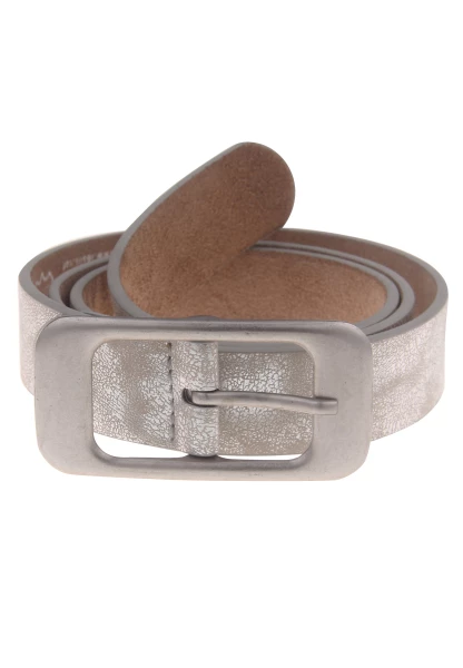 Leslii Damen-Gürtel Basic Statement-Schließe silberfarbener Gürtel Uni Breite 3cm Silber Metallic Riesige Rabatte