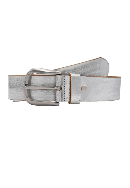Leslii Gürtel echter Ledergürtel Used Look Metallic silberner Gürtel Leder silber Kostenloser Versand international