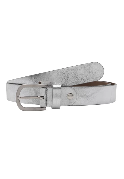 Leslii Premium Gürtel echter Leder-Gürtel silberner Gürtel Breite 3cm Kalbs-Nappaleder Narbung Silbe Hotsell