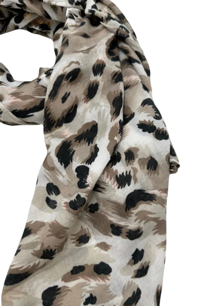 Leslii Schal Leo Muster in Beige Schwarz Neueste Mode