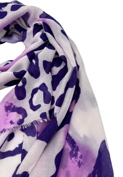 Leslii Schal Leo Look in Lila Weiß Exklusive Angebote