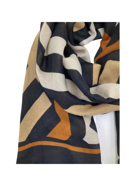 Leslii Schal Streifen-Muster Beige Schwarz Neuheiten