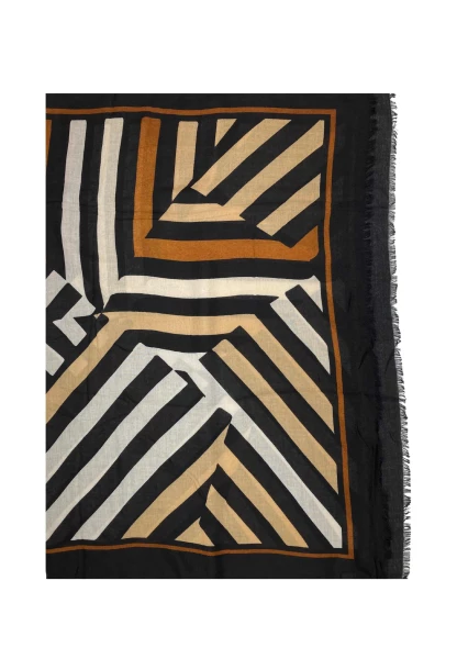 Leslii Schal Streifen-Muster Beige Schwarz Neuheiten