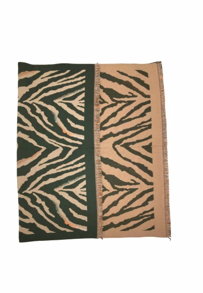 Leslii Schal mit Zebra-Muster Oliv Riesige Ersparnisse