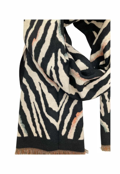 Leslii Schal mit Zebra-Muster Schwarz VIP-Rabatte
