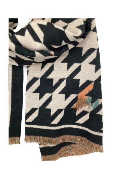 Leslii Schal mit Pepita-Muster Creme Schwarz Super Sparpreis