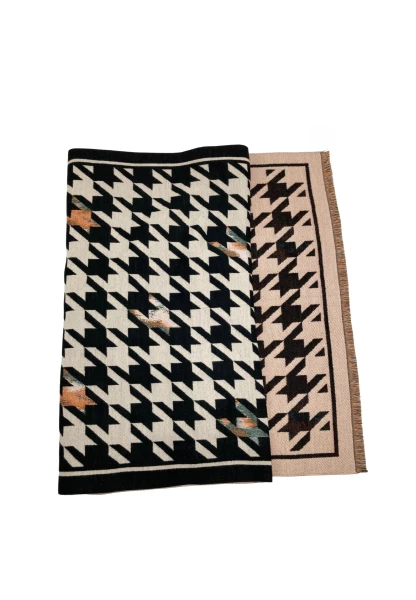 Leslii Schal mit Pepita-Muster Creme Schwarz Super Sparpreis