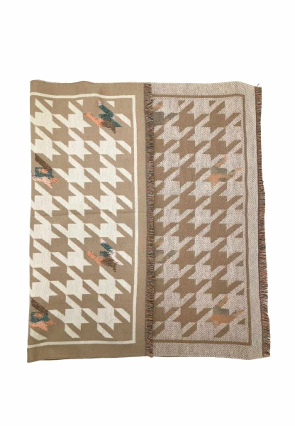 Leslii Schal mit Pepita-Muster Creme Beige Kostenlose Rückgabe