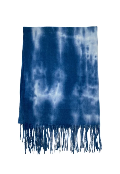 Leslii Schal Fransen Batik Blau Letzter Tag