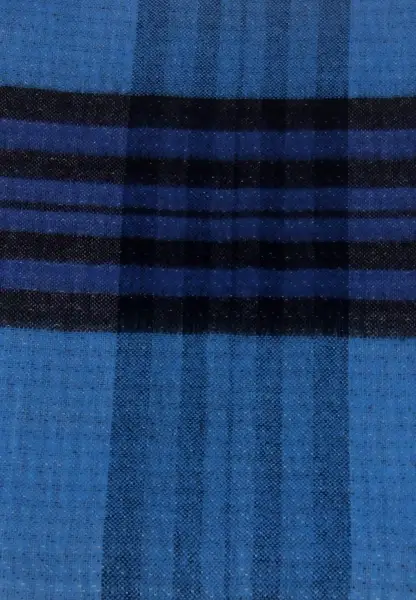 -50% SALE Leslii Schal Muster-Mix gemusterter Schal Streifen-Muster Fransen-Schal kariert in Blau Limitierter Zeitrabatt