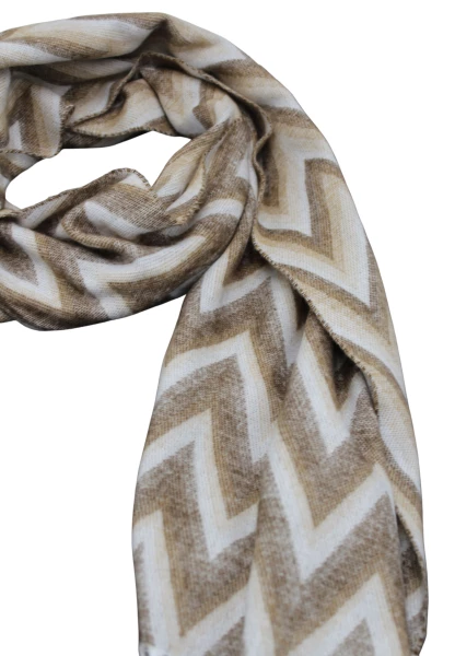 -50% SALE Leslii Schal Zickzack-Muster gemusterter Fransen-Schal Muster-Schal in Braun Beige Fabrik Onlineshop