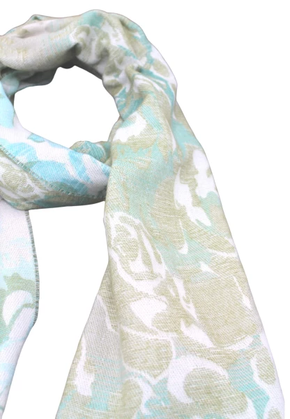 -50% SALE Leslii Schal Blumen-Muster Rosen gemusterter Fransen-Schal Muster-Schal in Grün Mint Großer Ausverkauf