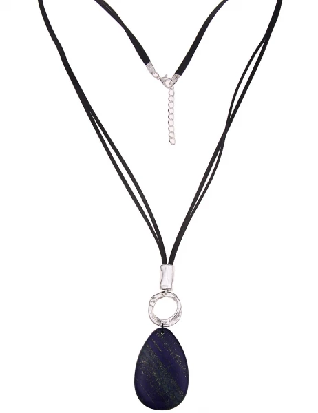 -50% SALE Leslii Lange Halskette Naturstein in Schwarz Blau Fabrikverkauf