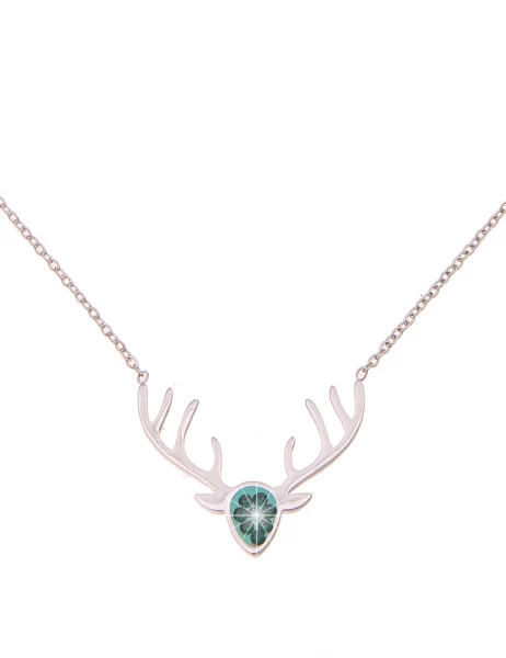 -50% SALE Leslii Damen-Kette Hirsch-Geweih Trachten-Collier Oktoberfest Dirndl-Kette Wiesn Silber Gr Super Sparpreis