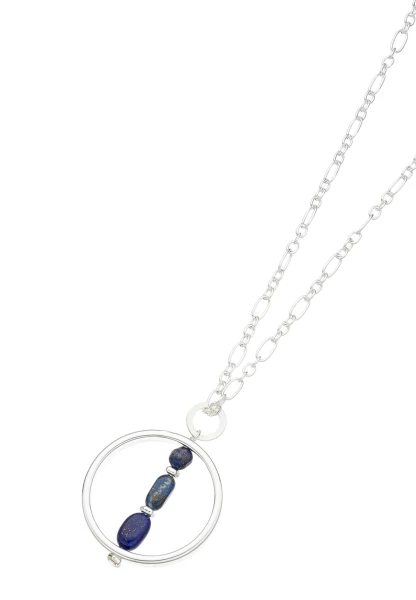 Leslii Lange Halskette Natursteine Silber Blau Blitzangebot
