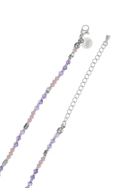 Leslii Kurze Kette Natursteine Stainless Steel Lila Kostenloser Versand international