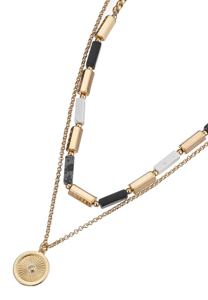 Leslii Kurze Halskette Layering Steine Gold Schlussverkauf