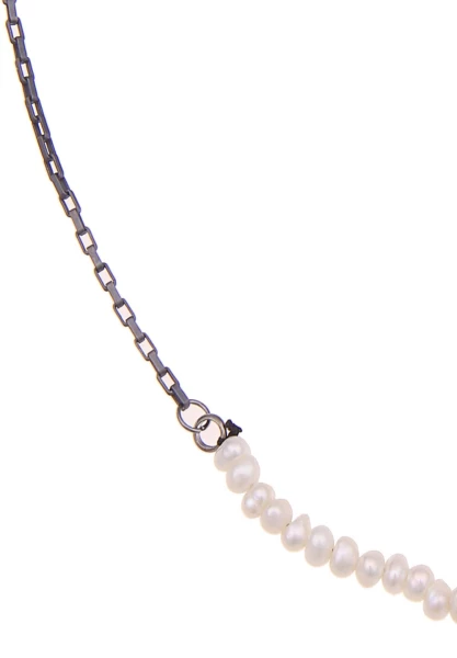 Leslii Damen-Kette Little Pearls Süßwasser-Zuchtperlen Perlen-Kette Collier Schwarz Weiß Exklusivangebot