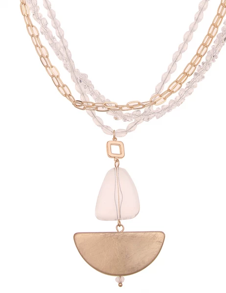 -50% SALE Leslii Lange Halskette Layering Carmen in Gold Weiß Valentinstagsangebot