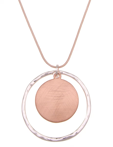 -50% SALE Leslii Damen-Kette Bicolor Ring-Anhänger Schlangen-Kette lange Modeschmuck-Kette Silber R Neueste Mode
