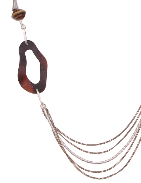 -50% SALE Leslii Lange Halskette Modern Swing in Braun Silber Online Outlet