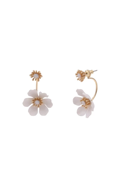 -50% SALE Leslii Ohrringe Ohrstecker Statement Blüte Gold Weiß Räumungsverkauf