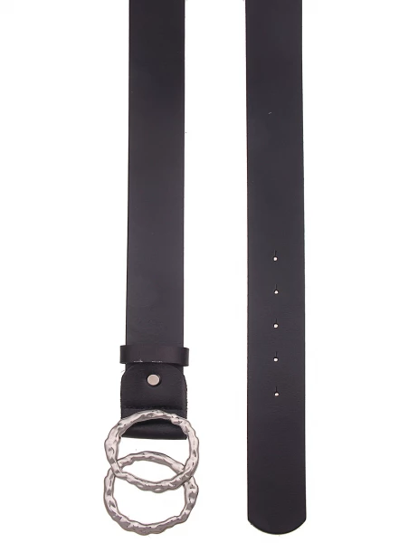 -50% SALE! Leslii Damen-Gürtel Basic echter Leder-Gürtel Doppel Ring Schwarz Silber Kostenlose Rückgabe