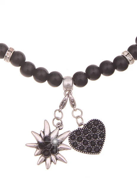 -50% SALE Leslii Damen-Kette Heidi Edelweiß Herz-Kette Dirndl Oktoberfest Modeschmuck Schwarz Bis zu 60% Rabatt
