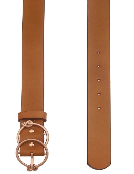 -70% SALE! Leslii Damen-Gürtel Basic Gürtel Doppel-Schließe Knoten in Braun Preisnachlass
