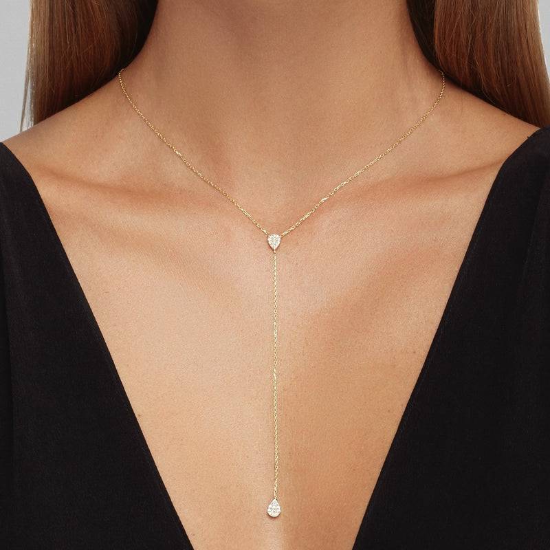 Mosuo Jewellery Teardrop Lariat Halskette - Vermeil Verkauf